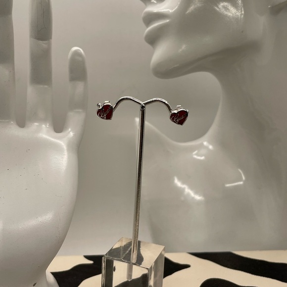 Guess Heart Earrings Red Studs - Picture 3 of 7